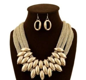 Cascading Gold Luxe Statement Necklace & Earring Set