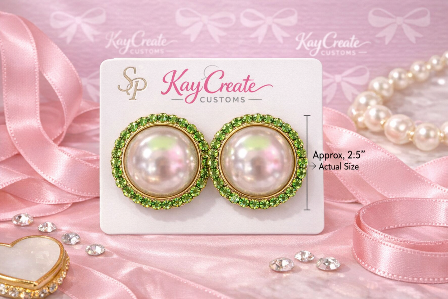Peridot Pearl Halo Stud Earrings