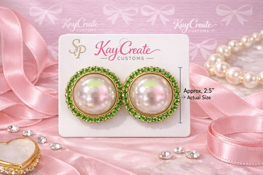 Peridot Pearl Halo Stud Earrings