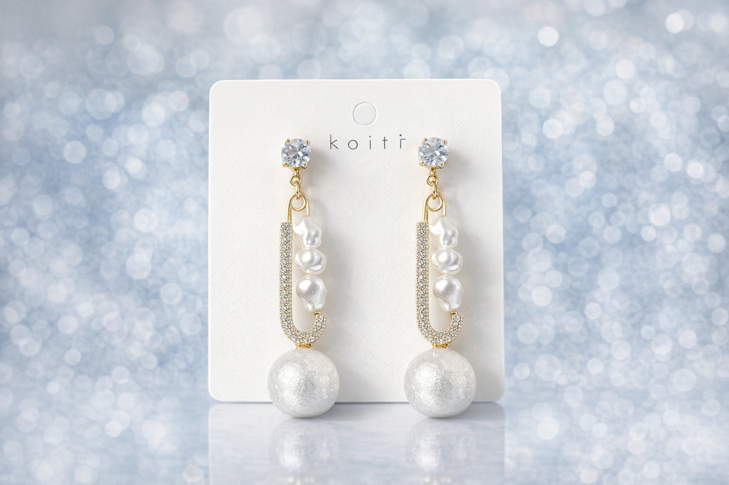 Crystal Pin Pearl Drop Earrings