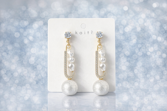 Crystal Pin Pearl Drop Earrings