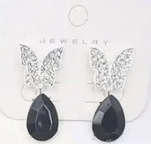 Polished Butterfly Teardrop Dangle Earrings