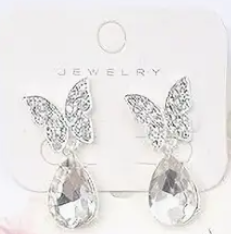 Polished Butterfly Teardrop Dangle Earrings