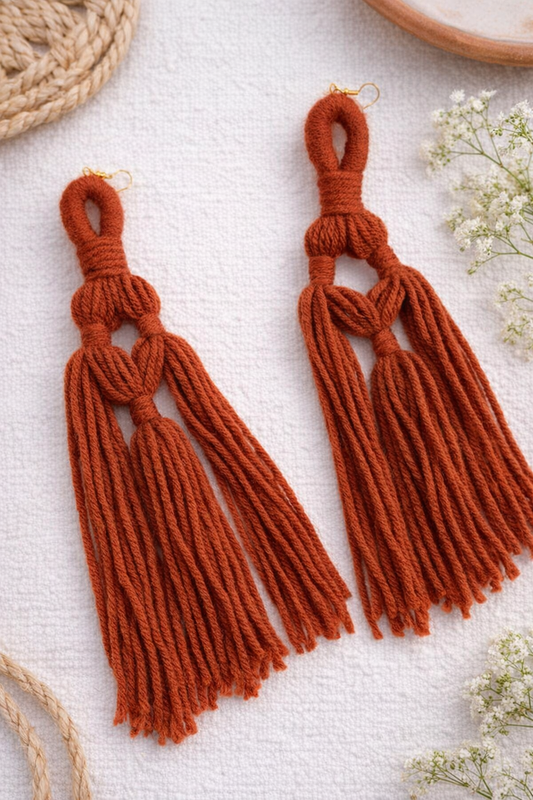 Handmade Rust Tassel Earrings