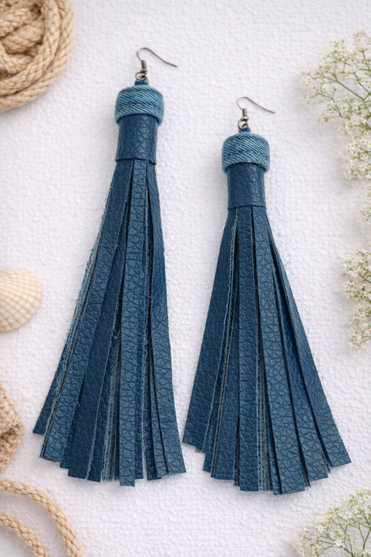 Midnight Fringe Leather Tassel Earrings