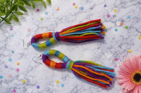 Small Rainbow Radiance Tassel Earrings