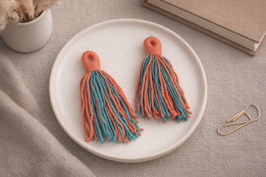 Coral & Teal Dual-Tone Tassels