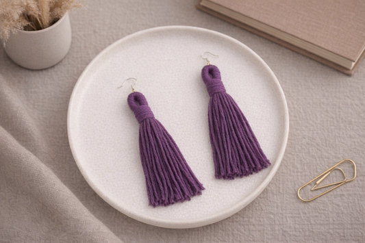 Purple Tassel Drop Earrings