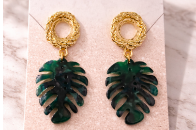 Monstera Leaf Drop Earrings