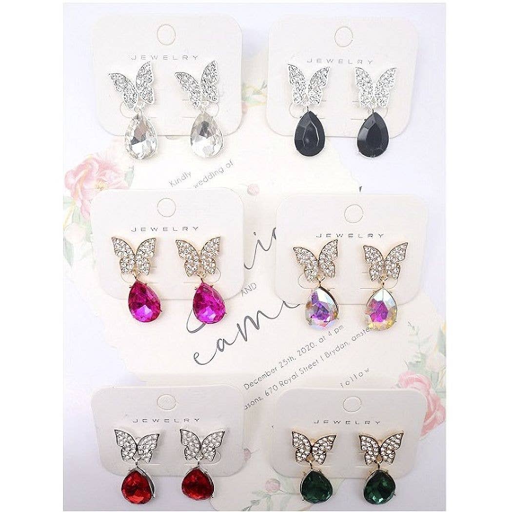 Polished Butterfly Teardrop Dangle Earrings