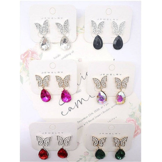 Polished Butterfly Teardrop Dangle Earrings