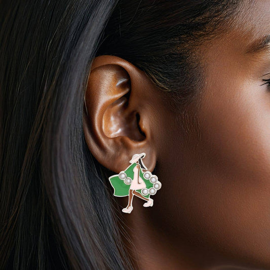 Pink Lady Green Ivy Stud Earrings: Color