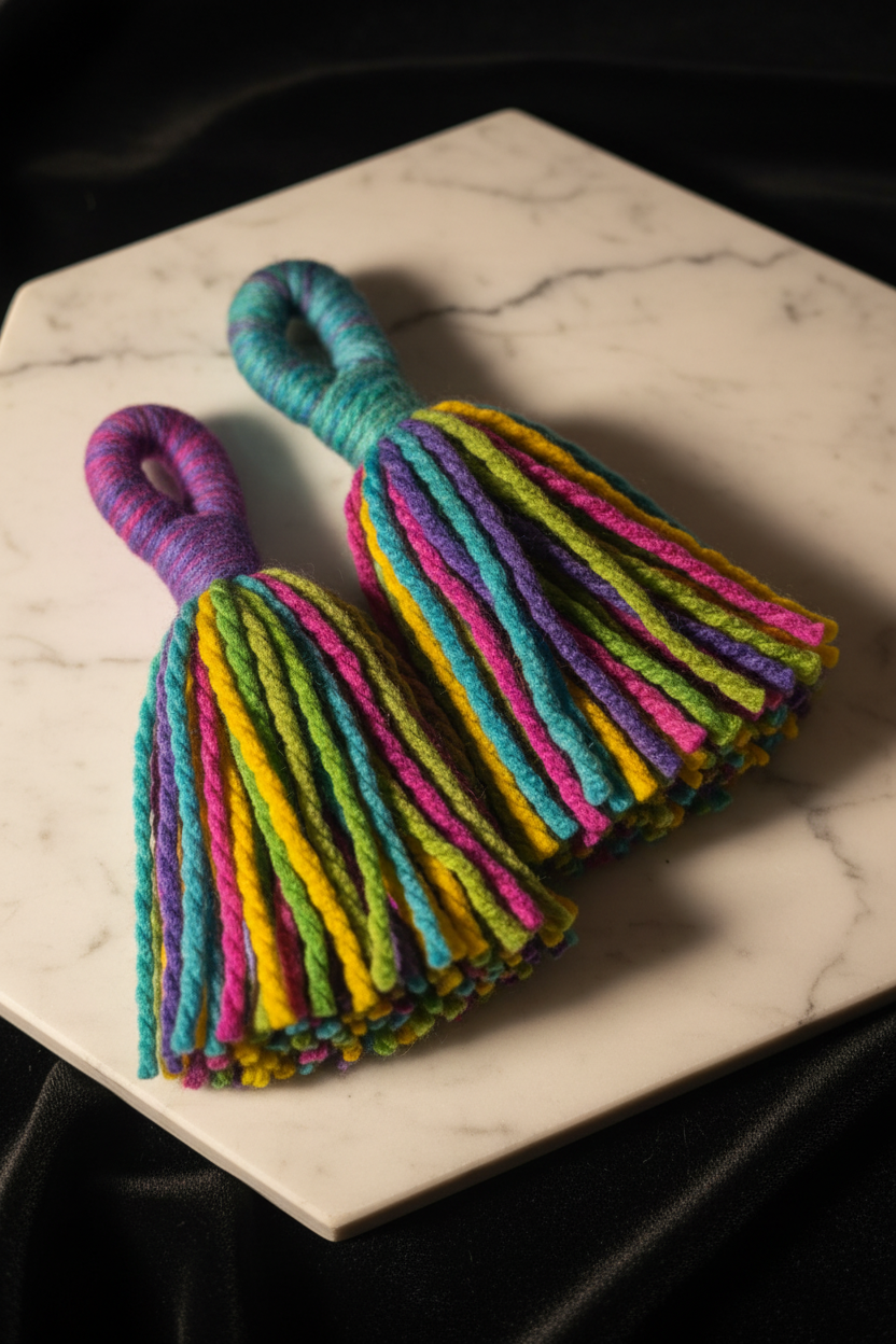 Fiesta Fringe Yarn Tassel Earrings styled product photo