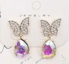 Polished Butterfly Teardrop Dangle Earrings